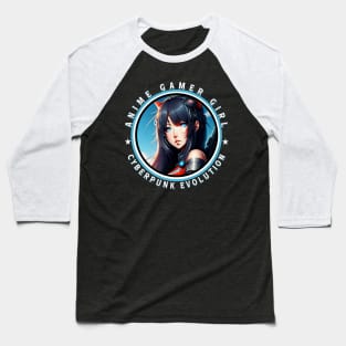 Anime Gamer Girl Cyberpunk Evolution Baseball T-Shirt